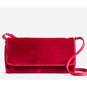 J.Crew FLORENCE Convertible Clutch in Velvet Evening Bag in Deep Ruby Red NWT